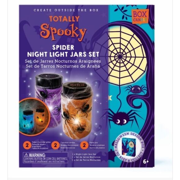 Totally Spooky Spider Night Light Jars Set - Picture 1 of 4